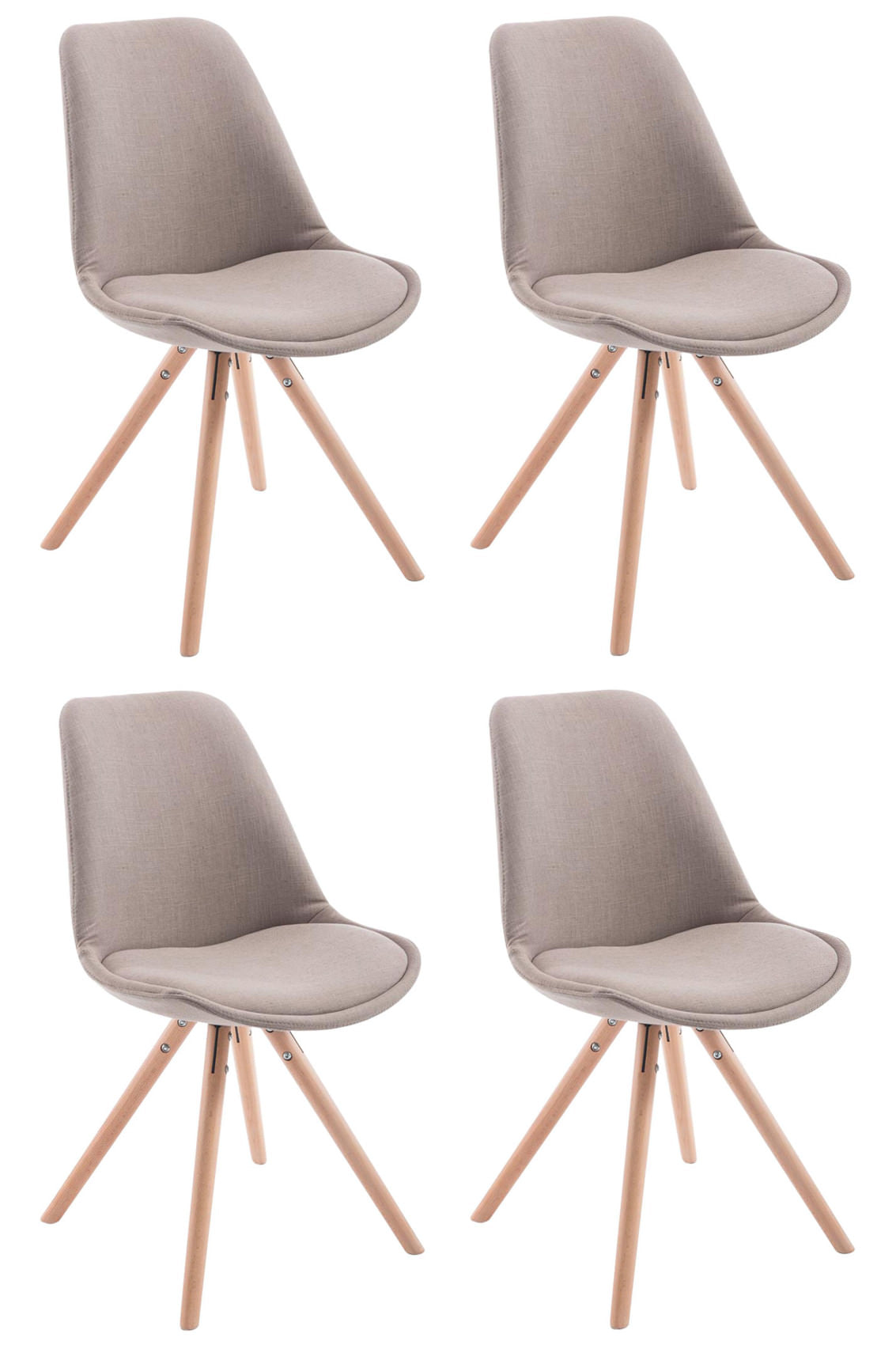 4er Set Besucherstühle Toulouse Stoff Rund - CLP SHOP