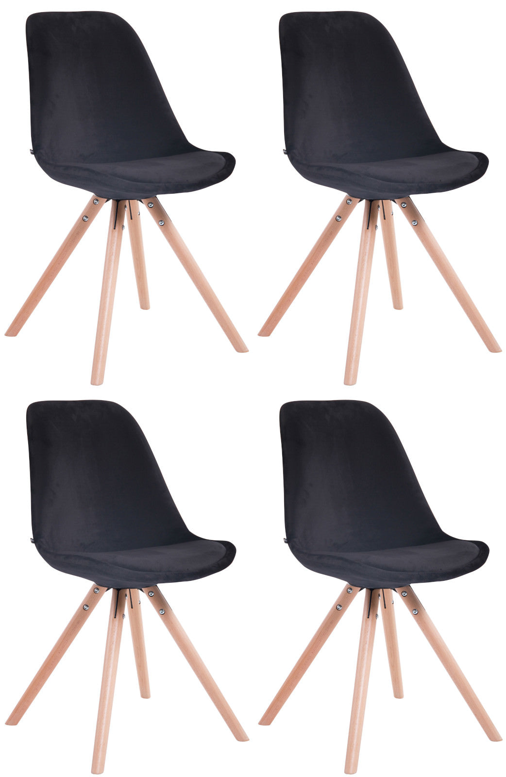 4er Set Stühle Toulouse Samt Rund - CLP SHOP