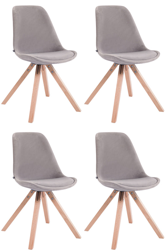 4er Set Stühle Toulouse Samt Square - CLP SHOP