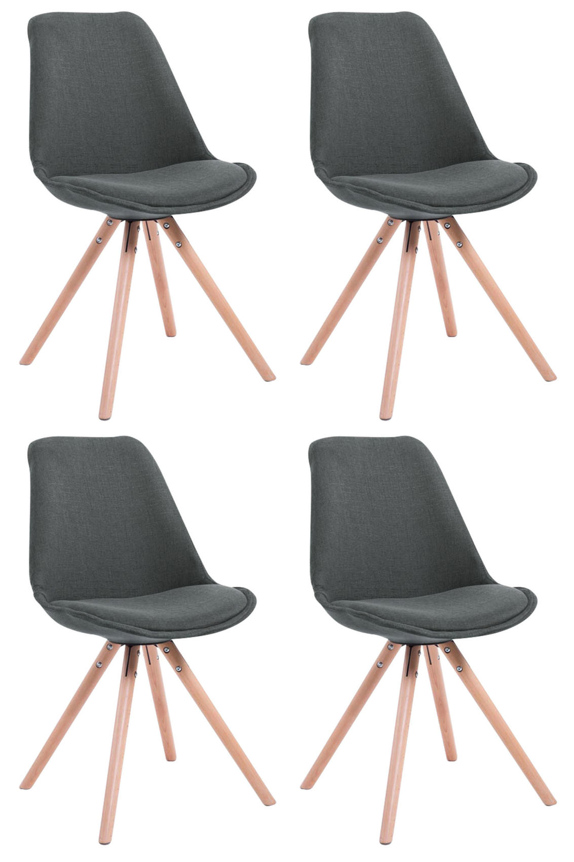 4er Set Besucherstühle Toulouse Stoff Rund - CLP SHOP