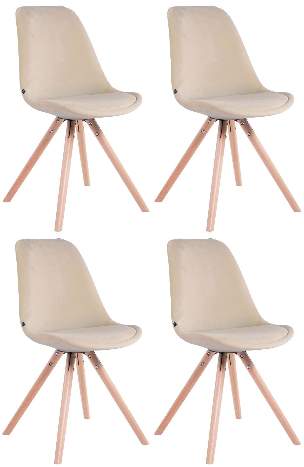 4er Set Stühle Toulouse Samt Rund - CLP SHOP