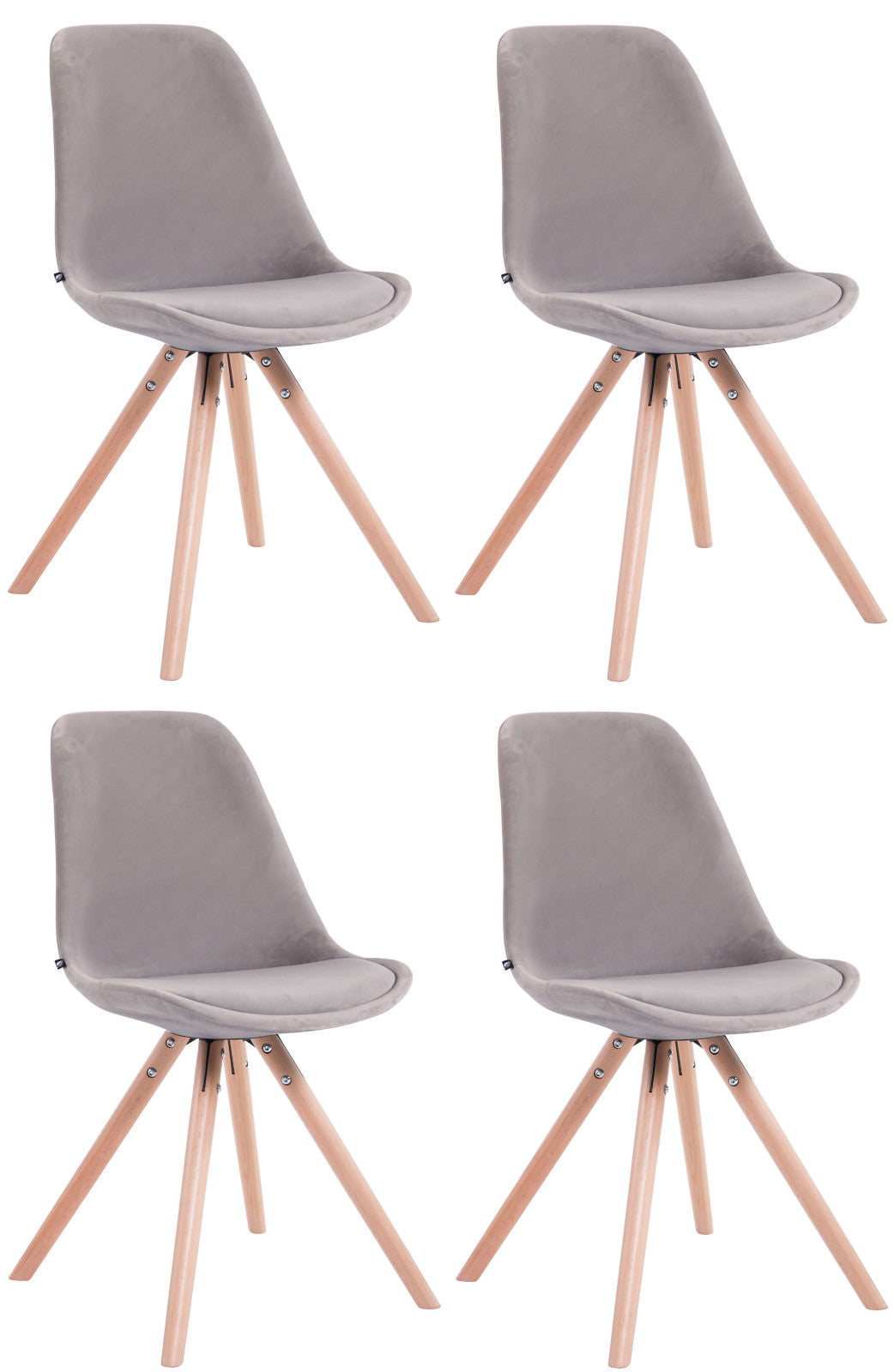 4er Set Stühle Toulouse Samt Rund - CLP SHOP