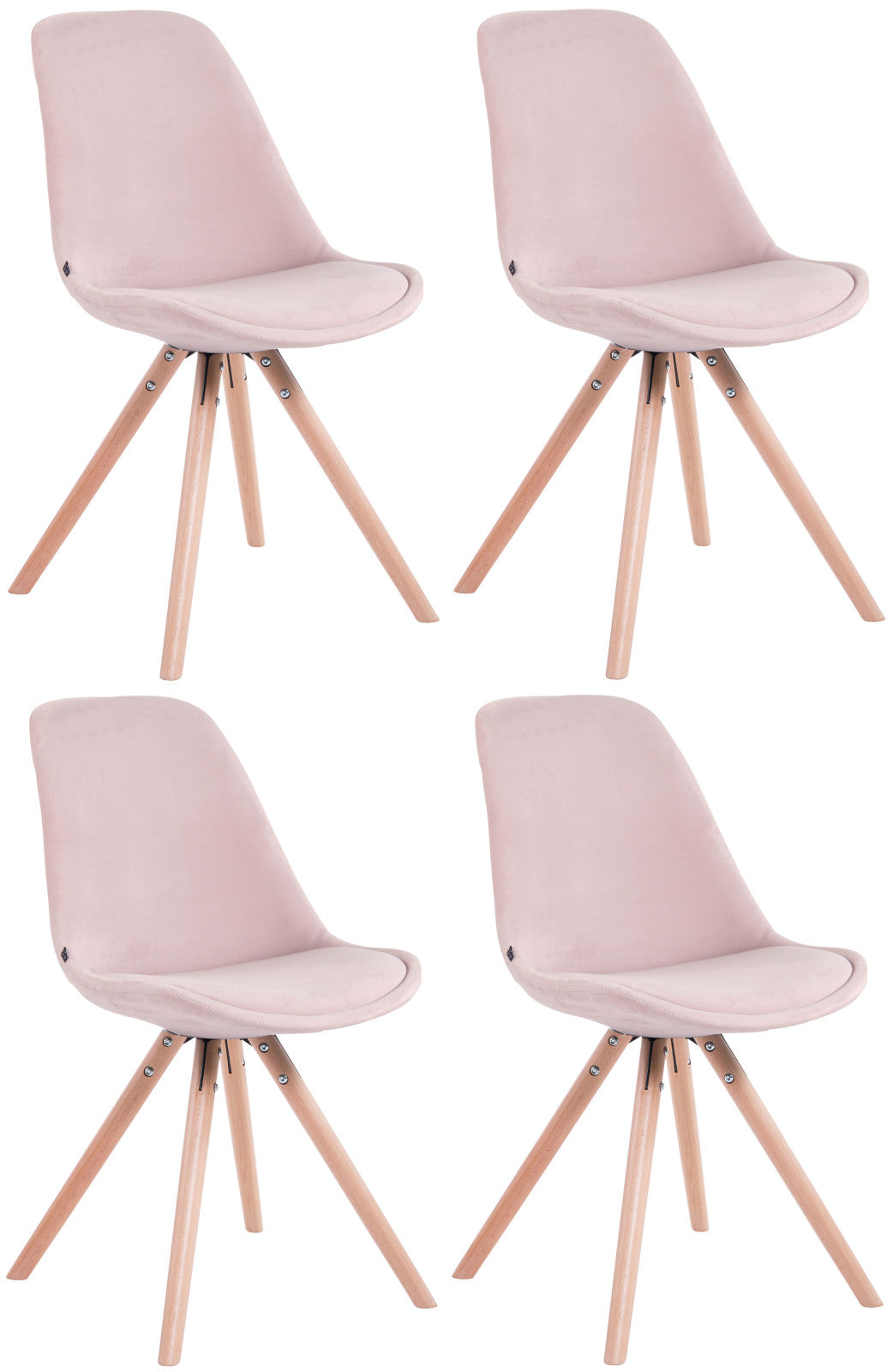 4er Set Stühle Toulouse Samt Rund - CLP SHOP