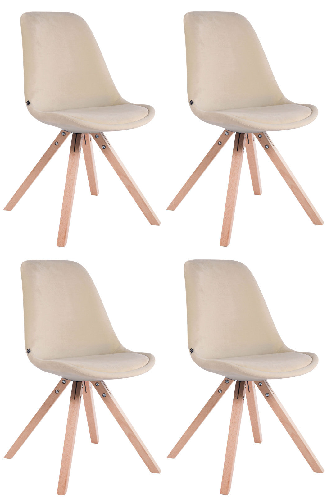 4er Set Stühle Toulouse Samt Square - CLP SHOP