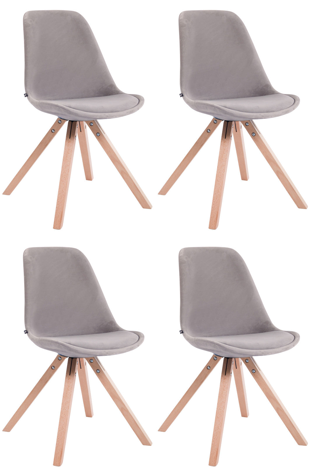 4er Set Stühle Toulouse Samt Square - CLP SHOP