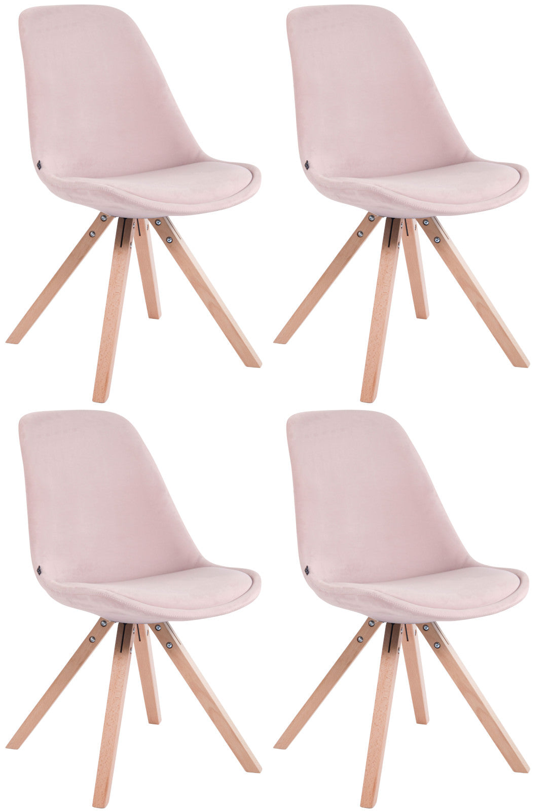 4er Set Stühle Toulouse Samt Square - CLP SHOP