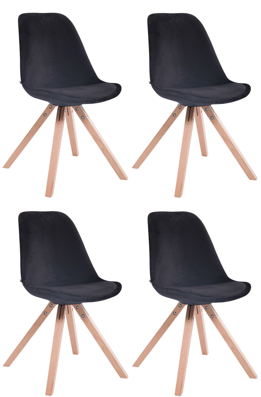 4er Set Stühle Toulouse Samt Square - CLP SHOP