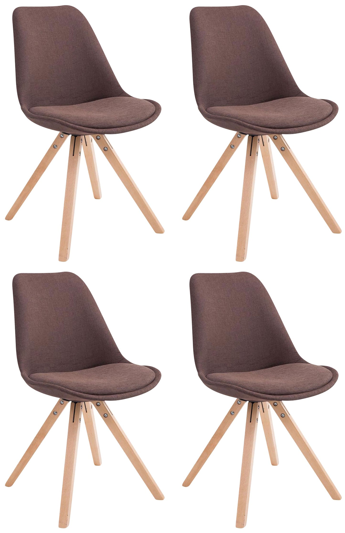 4er Set Besucherstühle Toulouse Stoff Square - CLP SHOP
