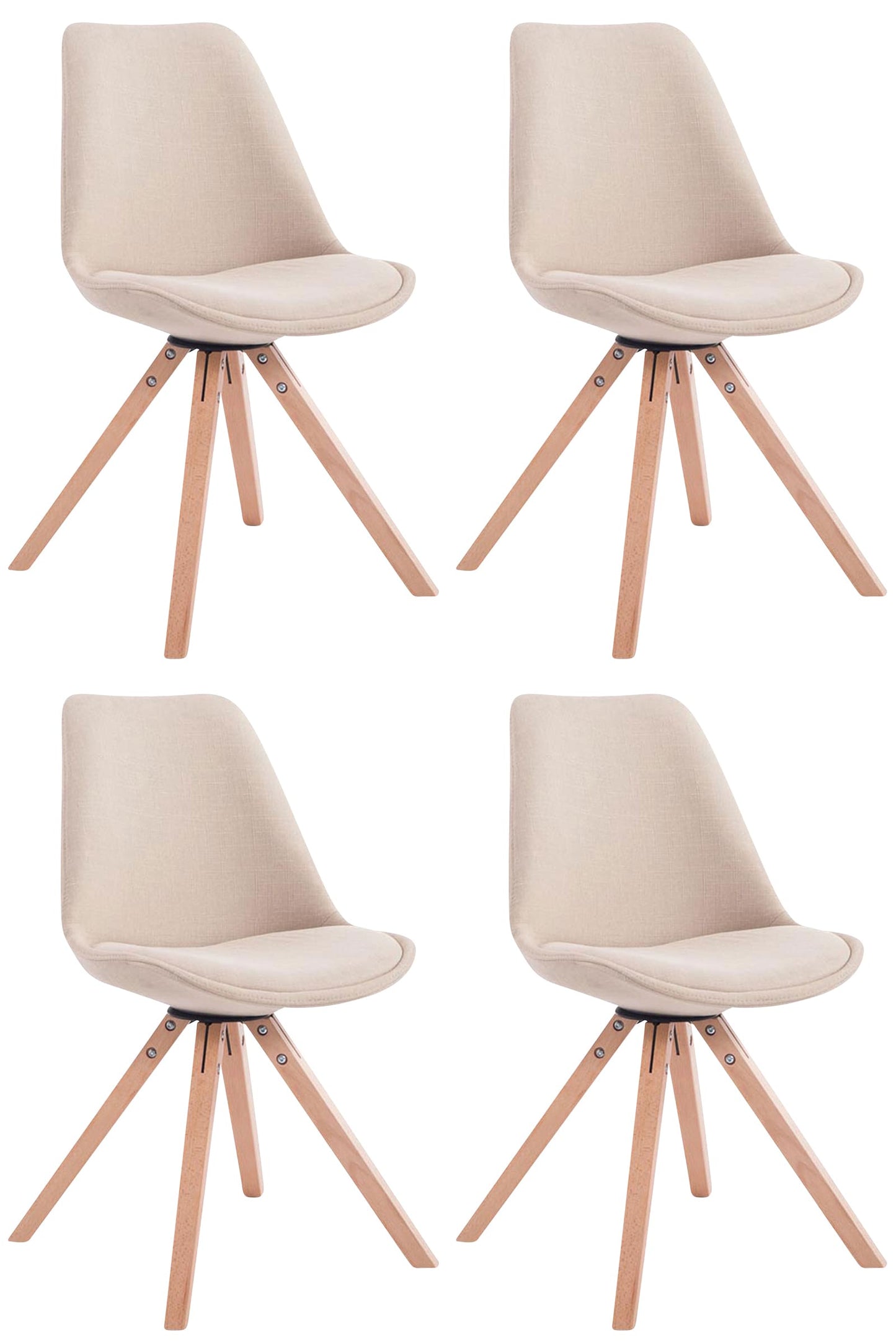 4er Set Besucherstühle Toulouse Stoff Square - CLP SHOP