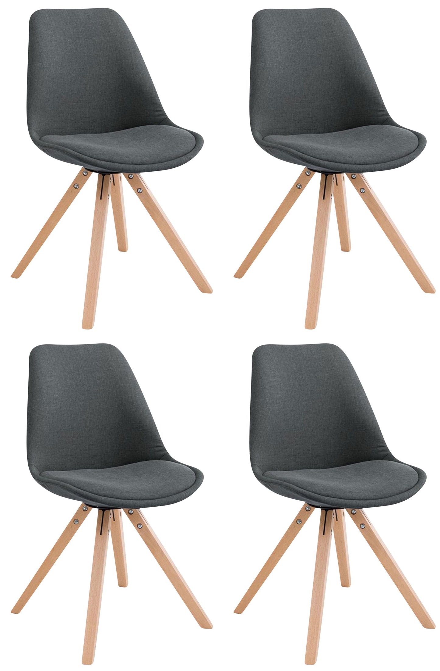 4er Set Besucherstühle Toulouse Stoff Square - CLP SHOP
