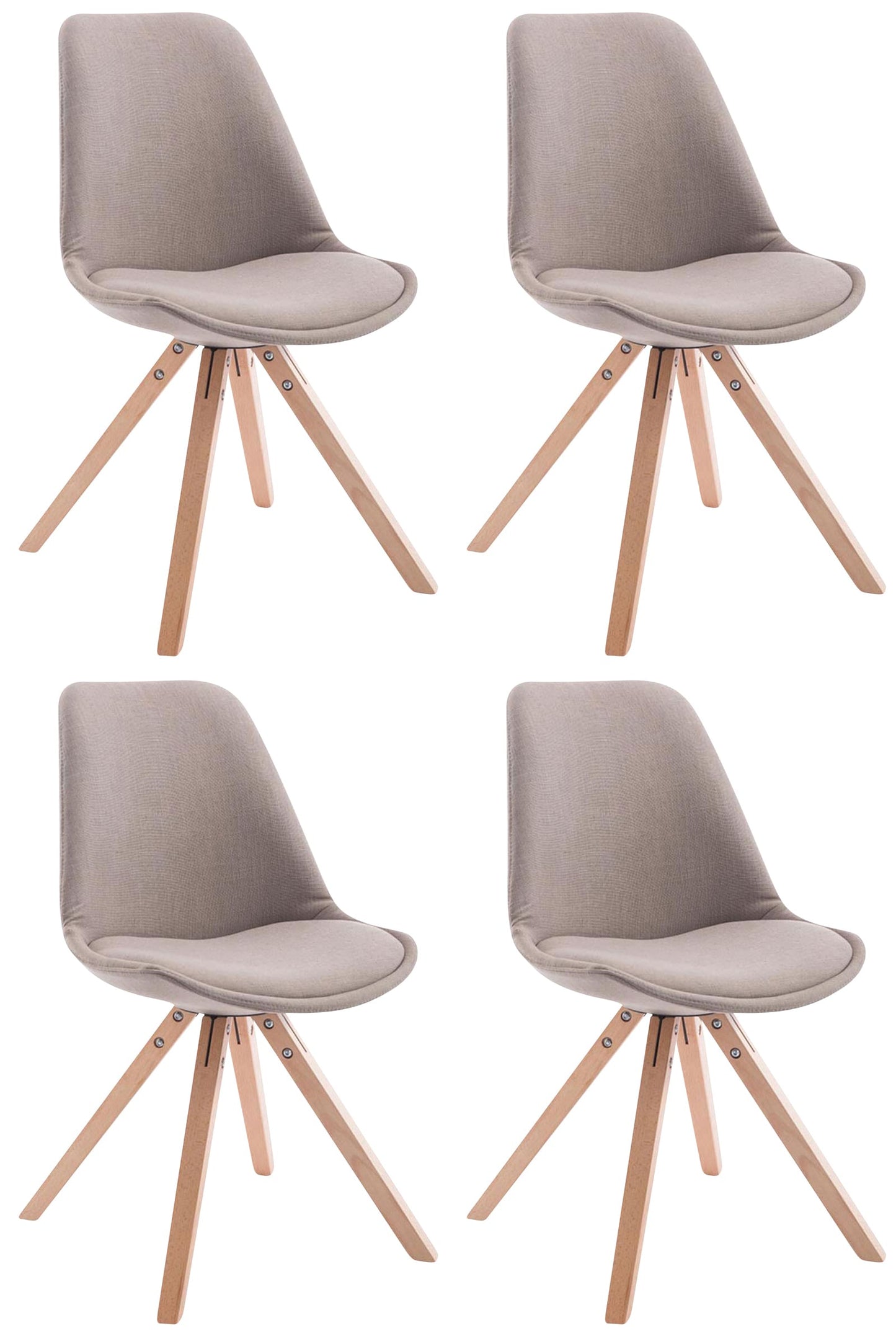 4er Set Besucherstühle Toulouse Stoff Square - CLP SHOP