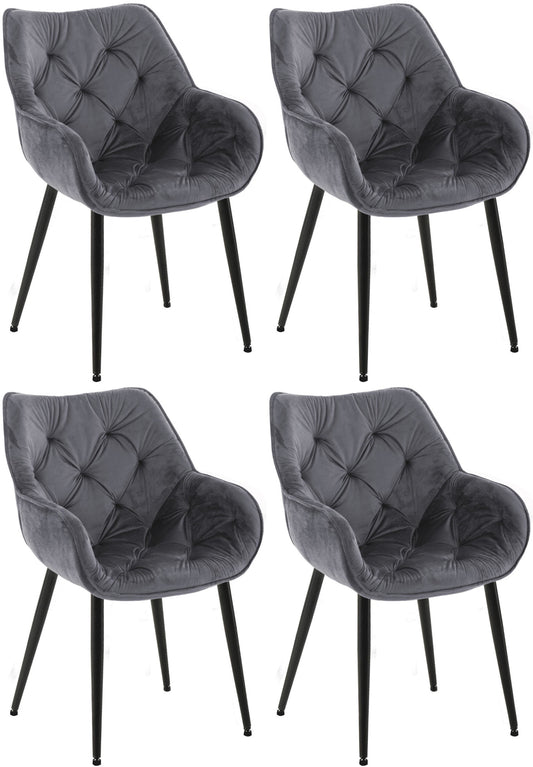 4er Set Stuhl Tanna Samt - CLP SHOP