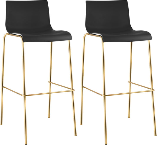 2er Set Barhocker Hover Kunststoff Vierfußgestell Gold CLP