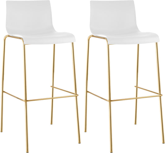 2er Set Barhocker Hover Kunststoff Vierfußgestell Gold CLP